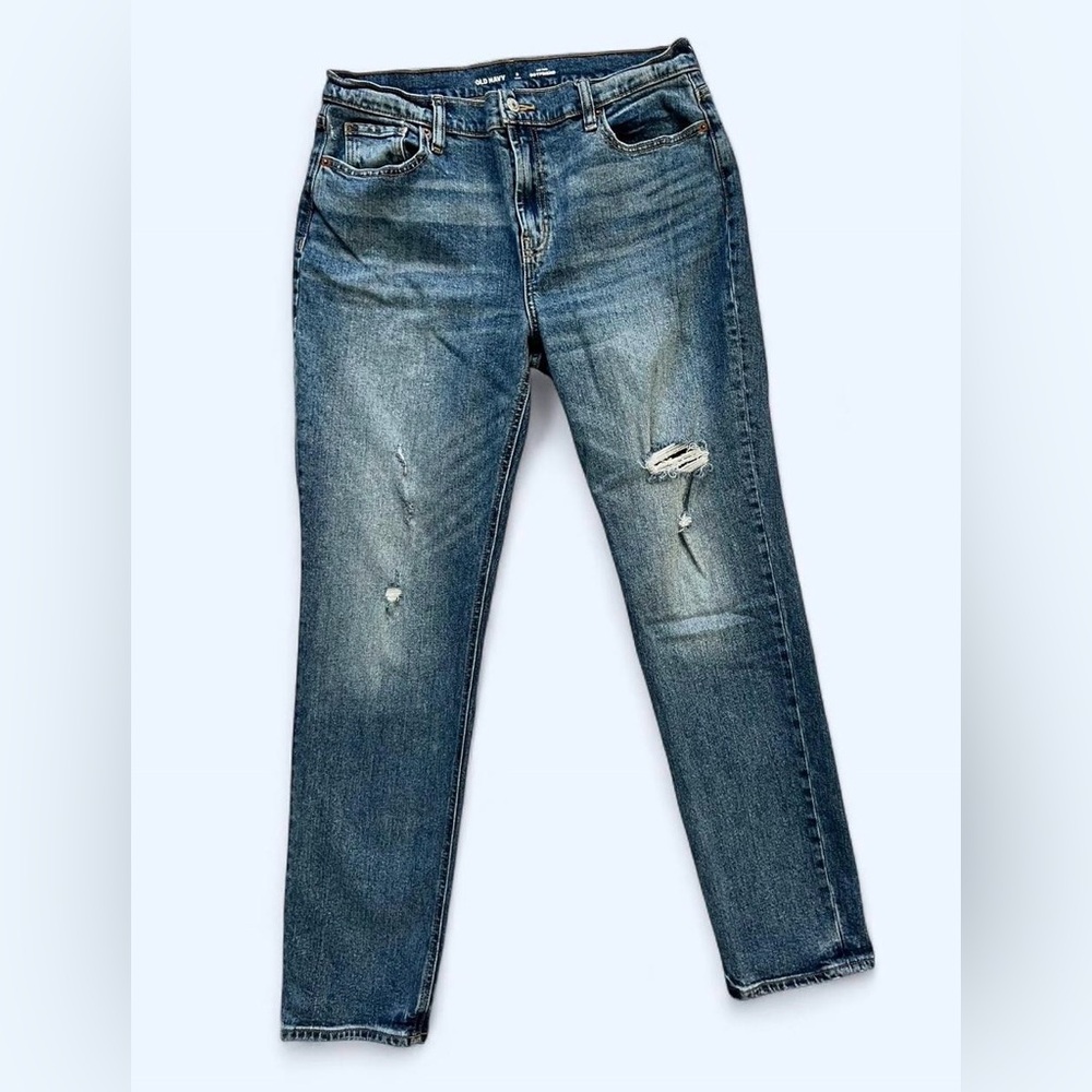Old Navy blue mid-rise boyfriend jeans Size 8, tall